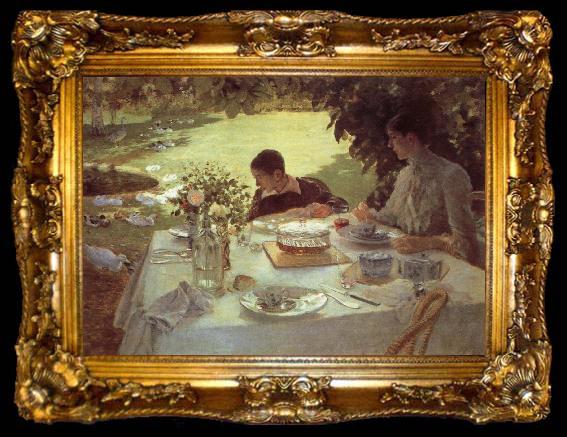 framed  Giuseppe de nittis Breakfast in the Garden, ta009-2